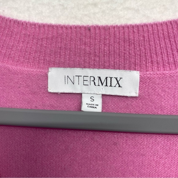 Intermix Elroy V-neck 100% Cashmere Sweater Pink S Drop Shoulder Cropped - Picture 3 of 6